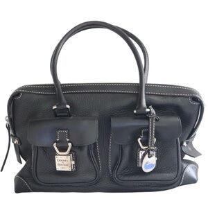 Dooney & Bourke Double Pocket Anniversary Signature Black Leather Satchel Bag